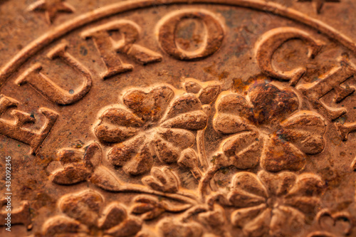 Series of macro shots of euro coins. Reverse of 5 cents. Country Austria photo