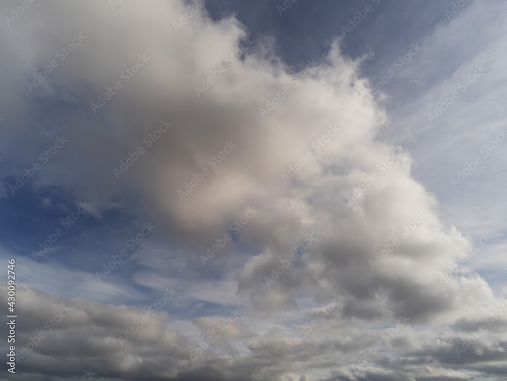 Dramatic sky with clouds and space for text. Nature background