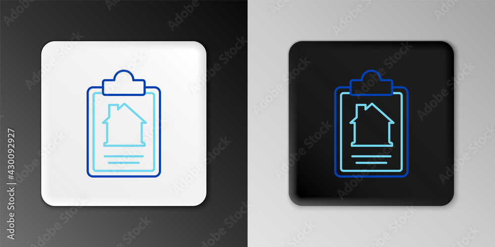 Line House contract icon isolated on grey background. Contract creation service, document formation, application form composition. Colorful outline concept. Vector Line House contract icon isolated on grey background. Contract creation service, document formation, application form composition. Colorful outline concept. Vector