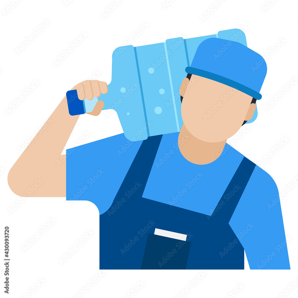 Delivery Man carrying water bottle on his shoulder Delivery Man carrying water bottle on his shoulder