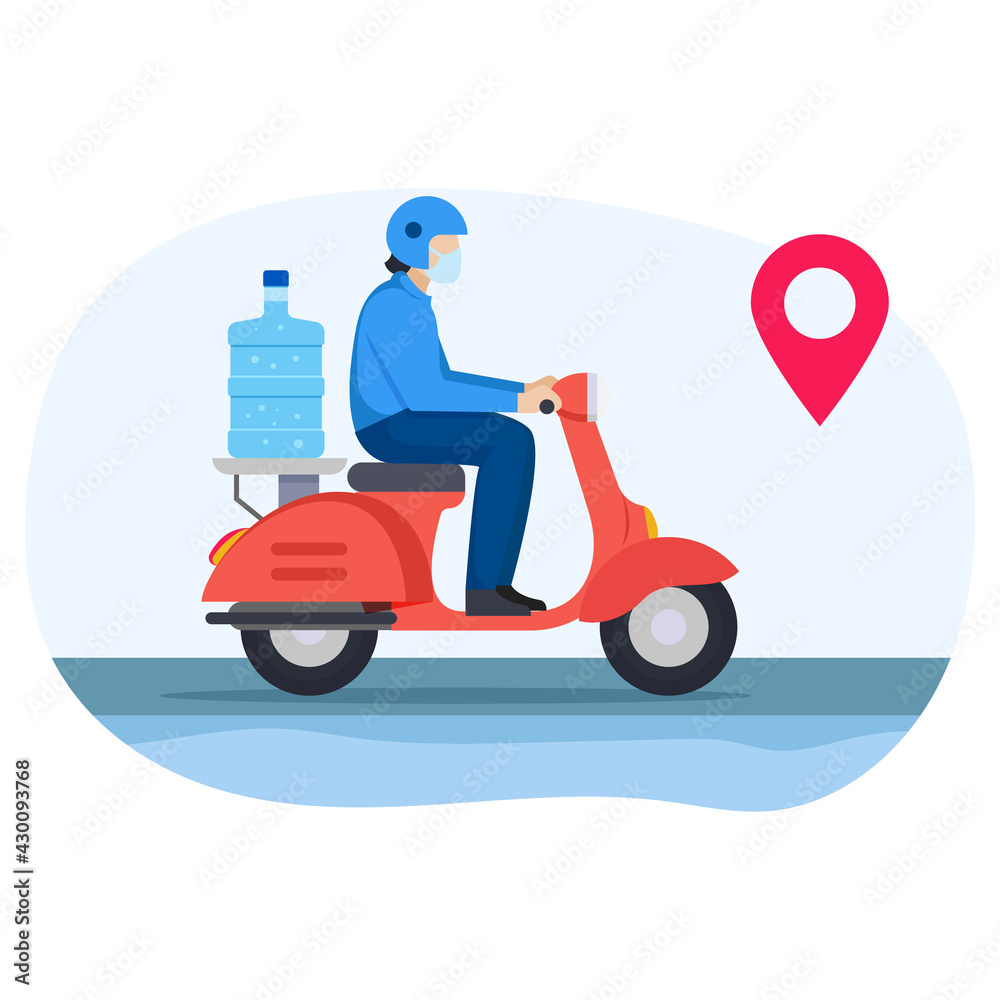 Delivery guy going to deliver water bottle Delivery guy going to deliver water bottle