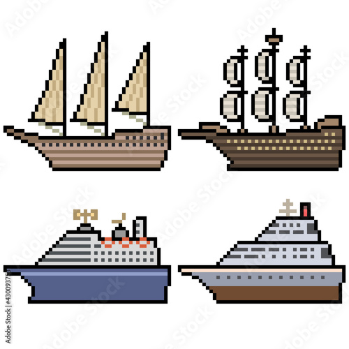 pixel art big cruise ship
