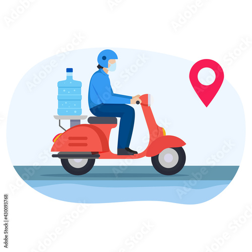 Delivery guy going to deliver water bottle