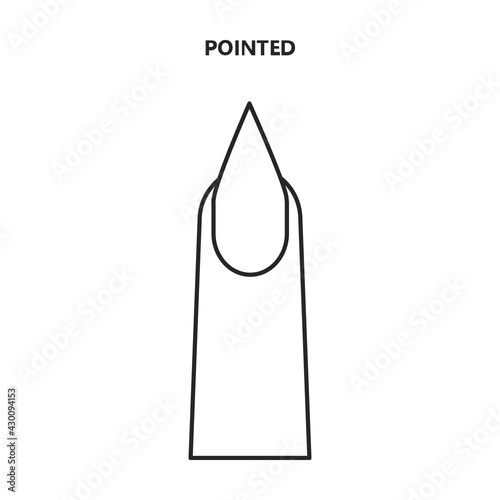 Nail shape vector outline icon. Vector illustration nail shape on white background. Isolated outline illustration icon of manicure.
