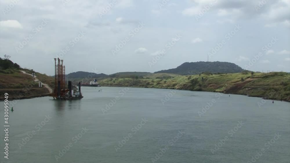 Navigating toward the Pedro Miguel Lock at Panama Canal. Navigating toward the Pedro Miguel Lock at Panama Canal.