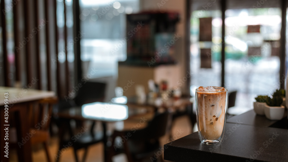 iced coffee on the table inside the cafe iced coffee on the table inside the cafe