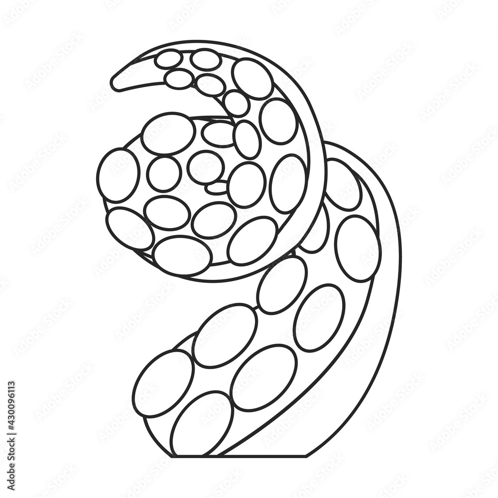 Octopus tentacle vector outline icon. Vector illustration seafood on white background. Isolated outline illustration icon of octopus tentacle. Octopus tentacle vector outline icon. Vector illustration seafood on white background. Isolated outline illustration icon of octopus tentacle.