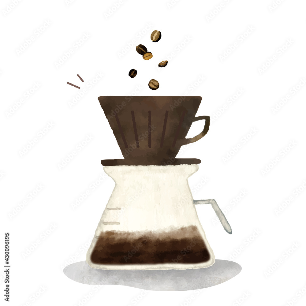 ドリップコーヒー 水彩手描きイラスト Stock Vector Adobe Stock