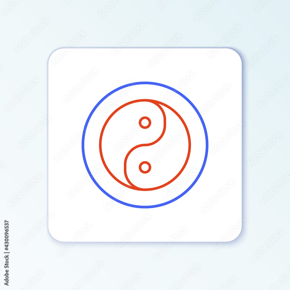 Line Yin Yang symbol of harmony and balance icon isolated on white background. Colorful outline concept. Vector Line Yin Yang symbol of harmony and balance icon isolated on white background. Colorful outline concept. Vector
