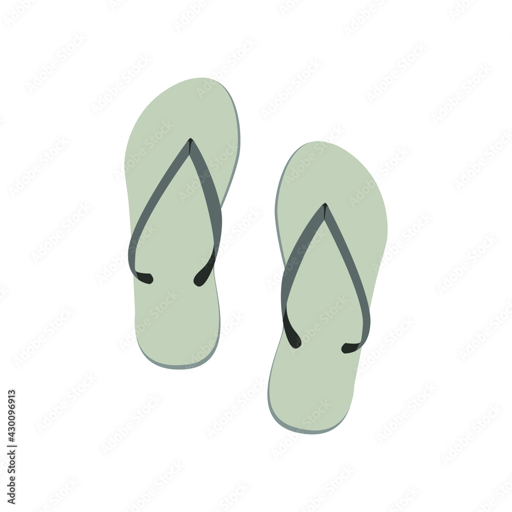 Vector illustratiion flip flops. Beach shoes on white background. Vector illustratiion flip flops. Beach shoes on white background.