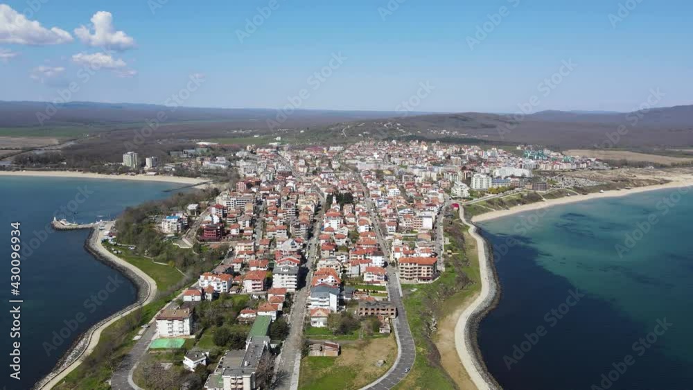 Amazing Aerial view of town of Primorsko, Burgas Region, Bulgaria Amazing Aerial view of town of Primorsko, Burgas Region, Bulgaria