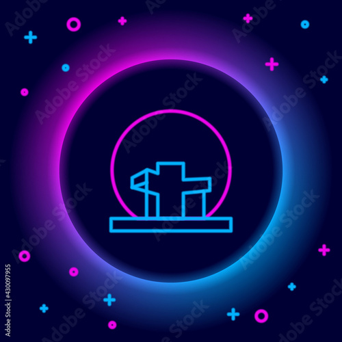 Glowing neon line Montreal Biosphere icon isolated on black background. Colorful outline concept. Vector
