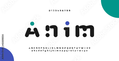 Modern minimal abstract alphabet fonts with dots for sport, technology, fashion, digital, future creative logo.