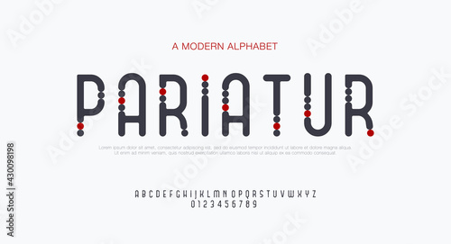 Rounded modern minimal abstract alphabet fonts with dots for sport, technology, fashion, digital, future creative logo.