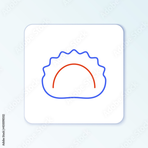 Line Dumplings icon isolated on white background. Pierogi, varenyky, pelmeni, ravioli. Traditional Ukrainian food. Colorful outline concept. Vector