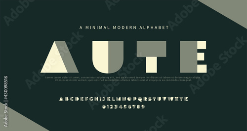 Minimal modern alphabet fonts from flat geometric shapes.