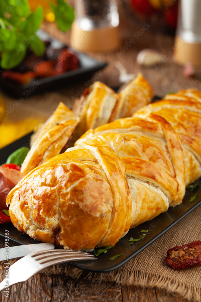Baked sirloin in puff pastry. Baked sirloin in puff pastry.