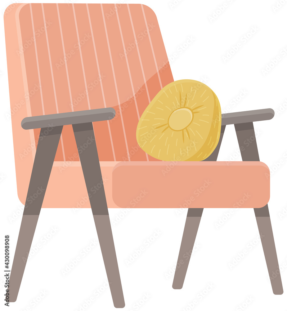 Isolated red soft chair with back at white background. Modern stylish furniture for home or office. Cozy place for rest, sitting, seat. Comfortable wooden armchair icon, flat style, front view Isolated red soft chair with back at white background. Modern stylish furniture for home or office. Cozy place for rest, sitting, seat. Comfortable wooden armchair icon, flat style, front view