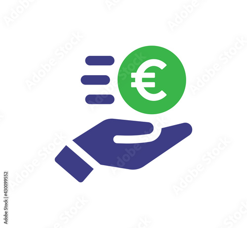 Hand holding and donate euro icon vector illustration.