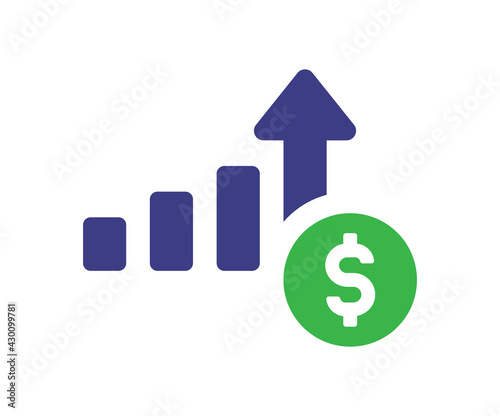 Growth profit chart icon vector. Financial business concept.