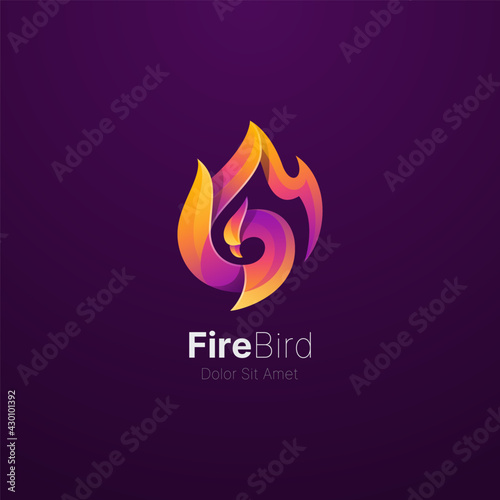 Abstract colorful fire bird logo