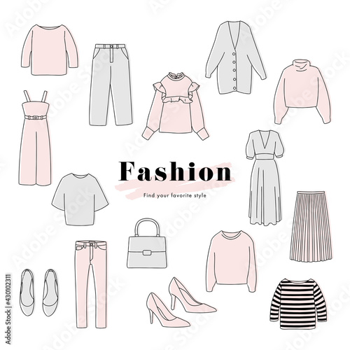 服　ファッション イラストセット