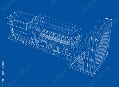 Large industrial diesel generator. Vector