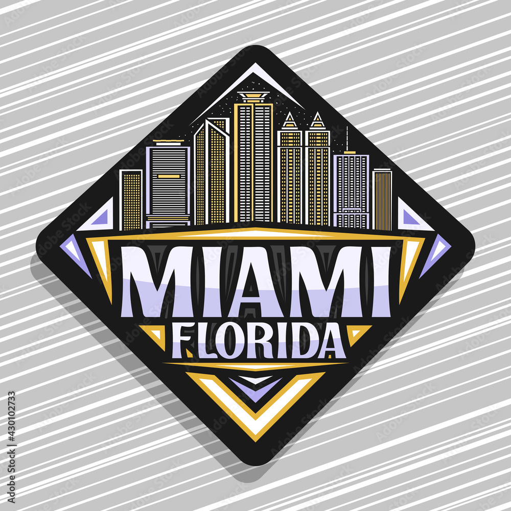 Miami Rd Sign Texture Vector logo for Miami, black rhombus road sign with outline ...