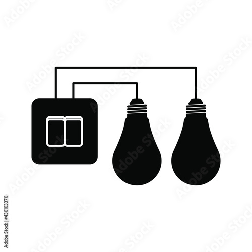 switch and light bulb icon. switch installation icon. Electrical panel, switch with wires. vector illustration.