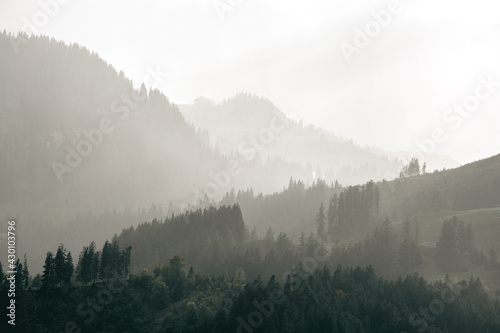 Mountain layers on a hazy day 