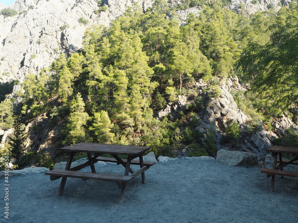 Cafe on the river bank. Goynuk Canyon, Turkey. Cafe on the river bank. Goynuk Canyon, Turkey.