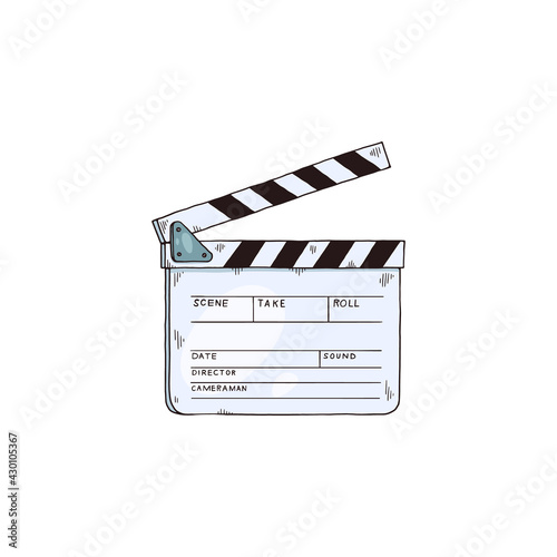 Isolated icon of movie cinema clapper board a vector sketch illustration