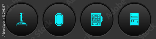 Set Joystick for arcade machine, Poker table, Slot and Computer icon. Vector