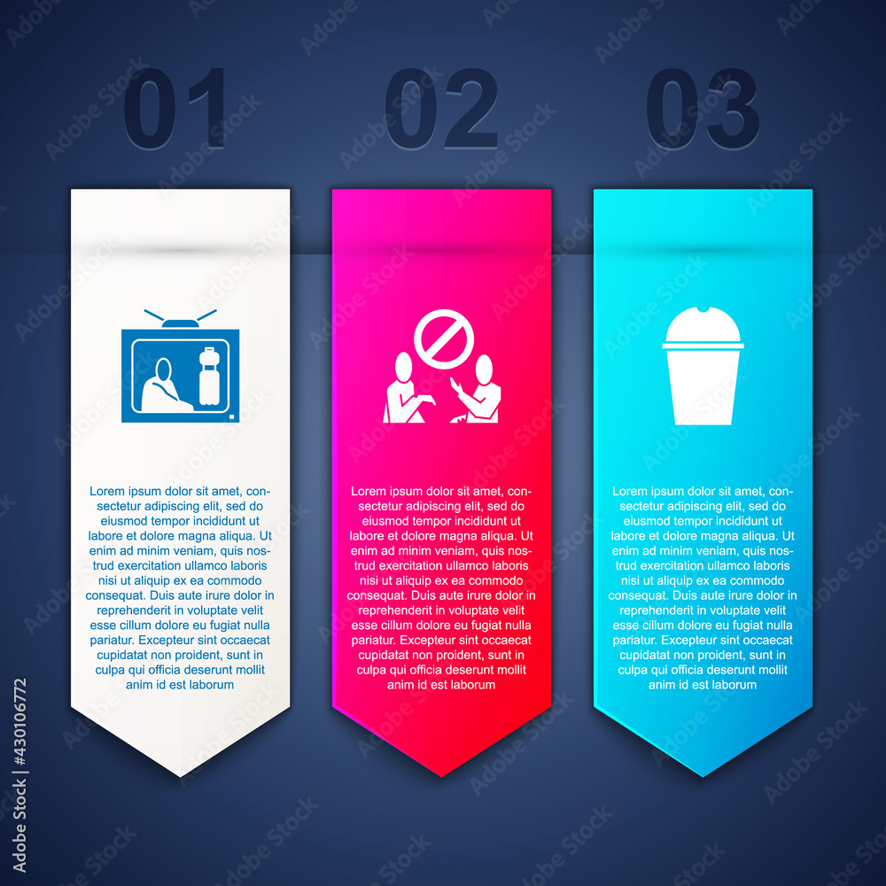 Set Stop plastic pollution, and Paper glass water. Business infographic template. Vector Set Stop plastic pollution, and Paper glass water. Business infographic template. Vector
