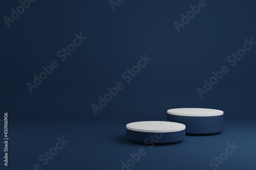 Luxury white  Product Stand in blue room  Studio Scene For Product  minimal design 3D rendering