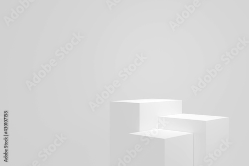 White Product Stand in white room  Studio Scene For Product  minimal design 3D rendering