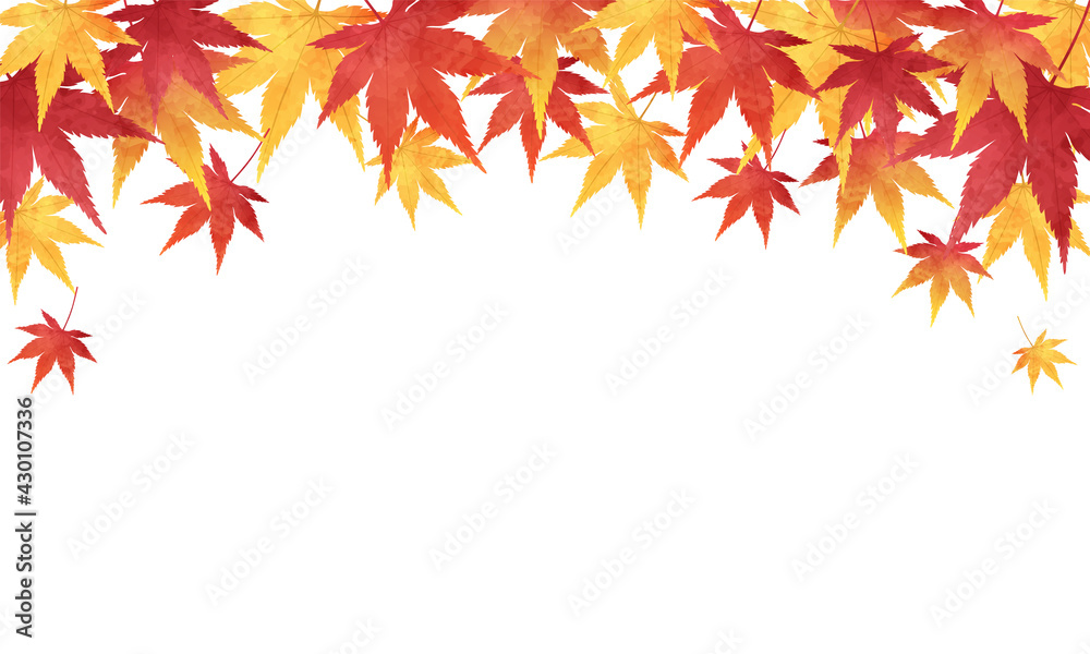 Stockvector 秋の紅葉と白背景のベクターイラストフレーム Adobe Stock