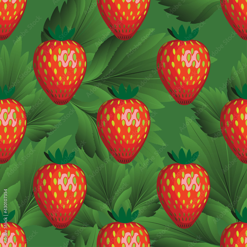 3D strawberries make up a seamless pattern 3D strawberries make up a seamless pattern