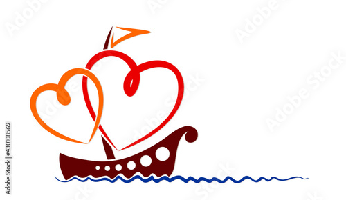 The Yacht symbol with red hearts and blue sea.