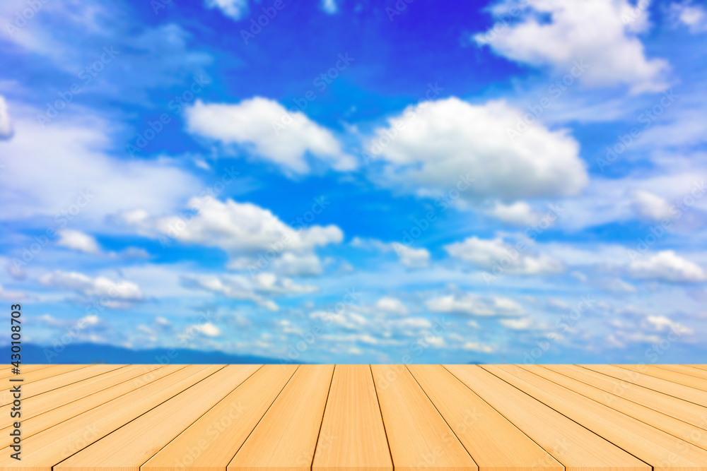 blue sky and wooden floor