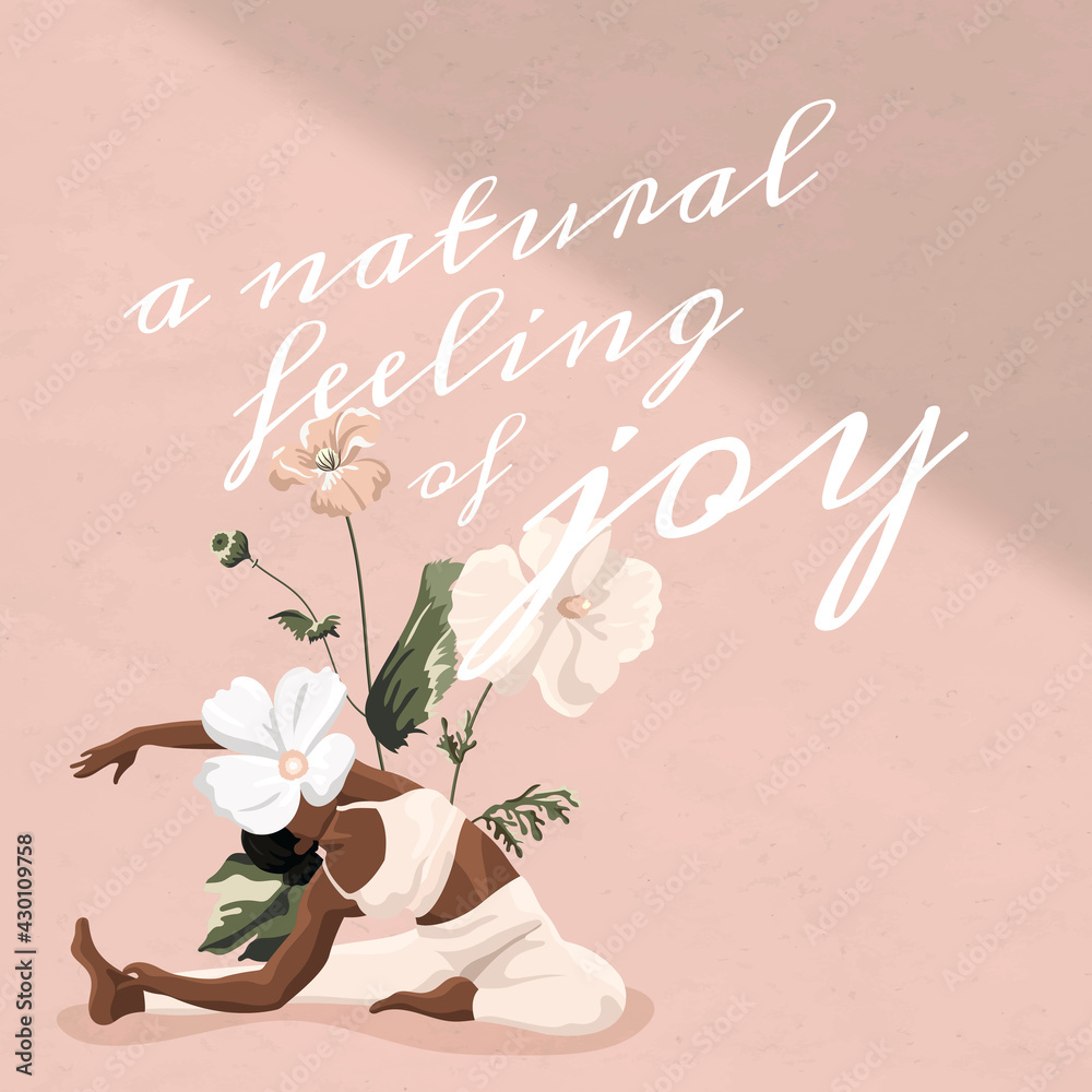 Healthy living quote with a natural feeling of joy text - obrazy, fototapety, plakaty 