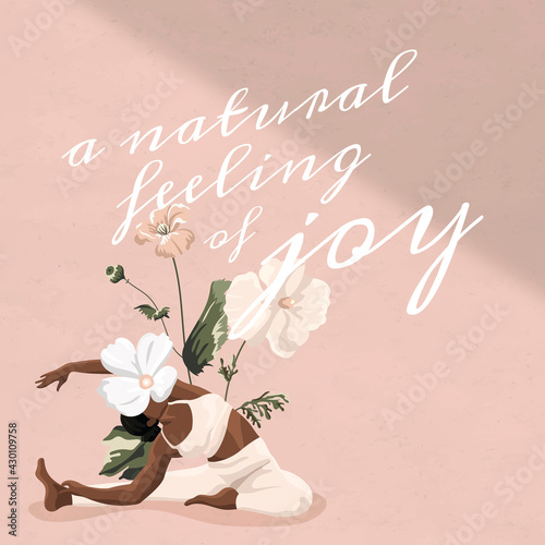 Healthy living quote with a natural feeling of joy text