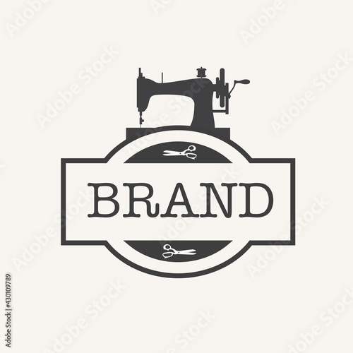 old vintage sewing machine with scissors with place for brand name