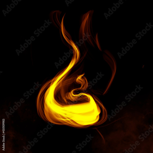 Yellow smoke element graphic on dark background