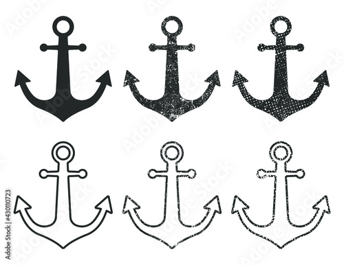 Anchor icon shape symbol. Ship maritime logo sign silhouette. Vector illustration image. Isolated on white background.