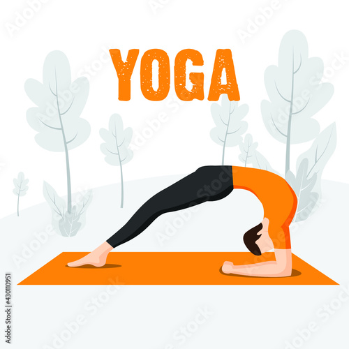 Man doing yoga exercises in the nature