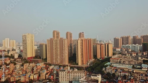 Aerial photography of Nanning city, Guangxi, China, old city buildings and high-rise buildings