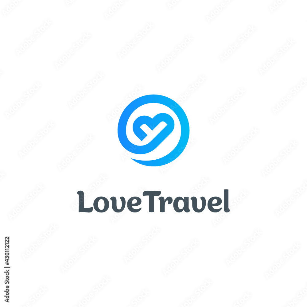 Airplane Heart Love Travel Vector Abstract Illustration Logo Icon Design Template Element