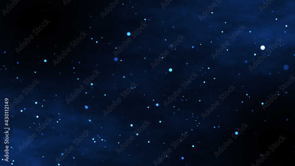 Fototapeta premium Glowing flying stars particle in galaxy background