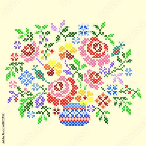 vector art embroidery abstract flowers